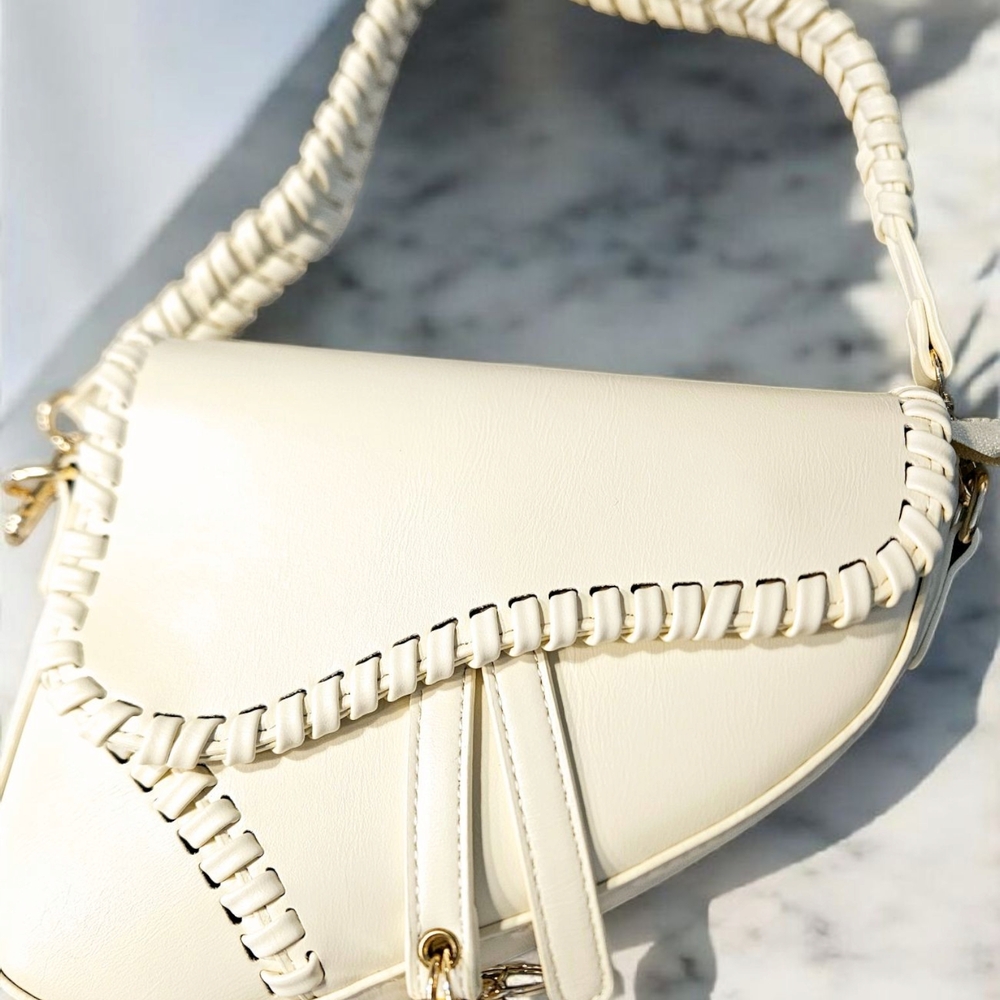 SALE!! Versatile handbag with Whipstitch Detail and Gold Charm - Picture 3 of 6